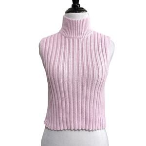 Zara Turtleneck Ribbed Knit Sweater Tank S Pink Pastel Preppy Soft Girl Coquette